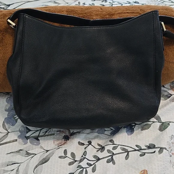 Tory Burch Black Leather Hobo Mercer Slouchy Bag Purse With Matching Wallet. - Picture 2 of 5